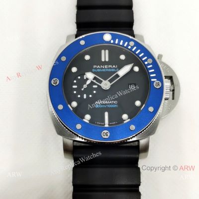 Panerai Replica Watches Luminor Submersible Pam01209 Watches Blue Bezel